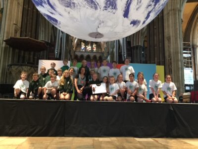 Children with Darcey Bussell having been awarded winning trophy